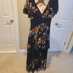 Lulus Navy Blue Floral Dress